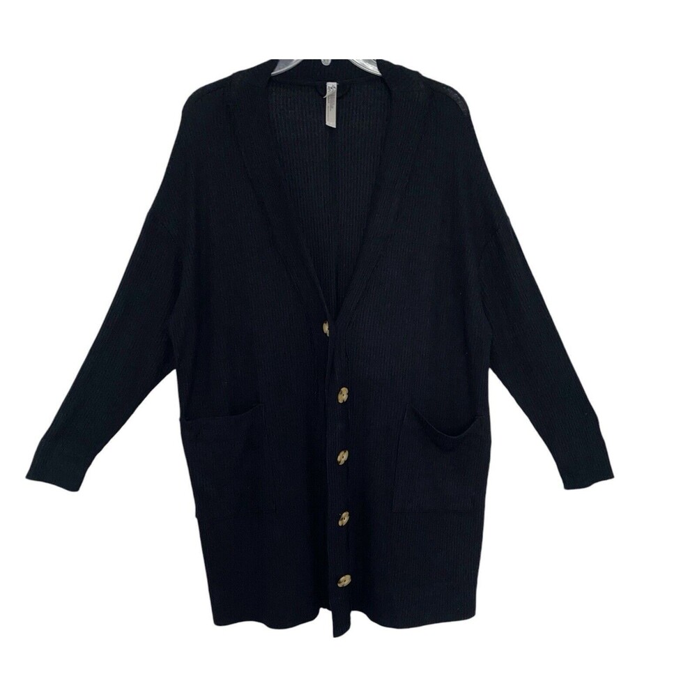 Intimately Free People Cardigan Size XS Ribbed Slouchy Oversized Black‎ Sweater